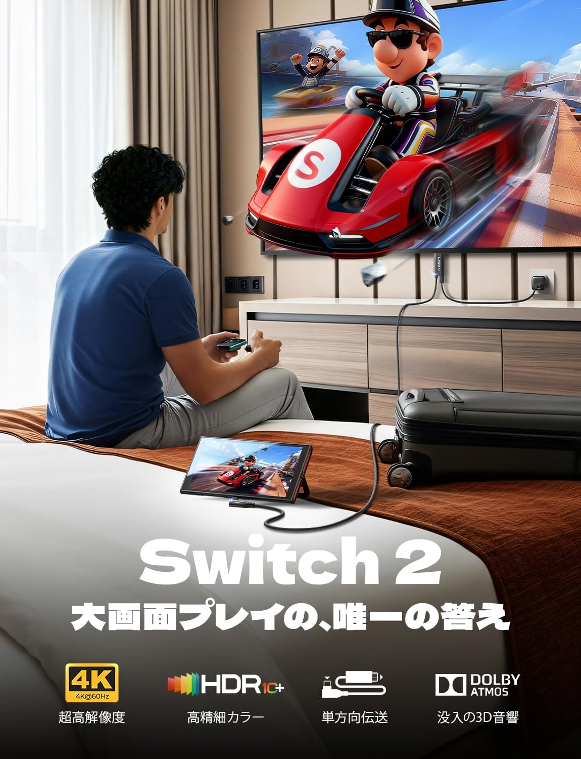 LISEN スイッチ 2 HDMI ケーブル