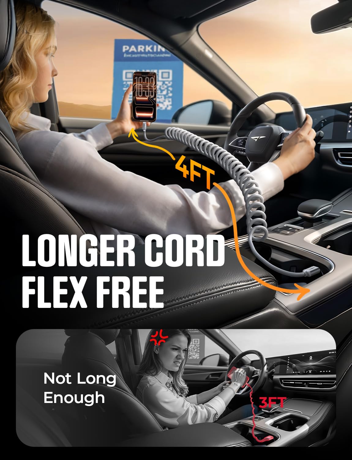 LISEN Coiled USB C Cable, 2 Pack for Car Play & Android Auto Cable
