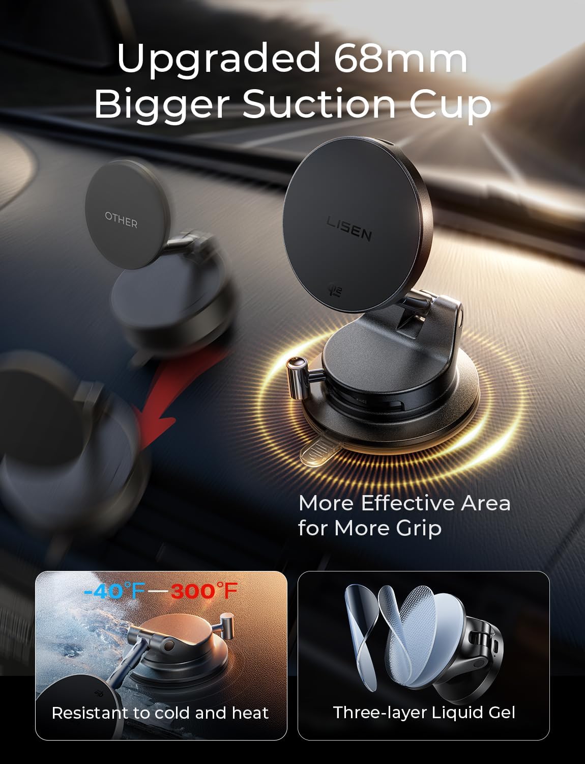 LISEN Qi2.2 25W Magsafe Car Mount Charger