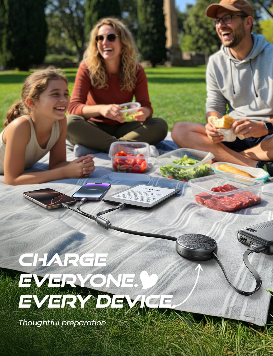 LISEN Multi Charger Cable, Retractable USB C to USB Charging Cable 3 in 1 Charger Lighting/Micro USB Cable