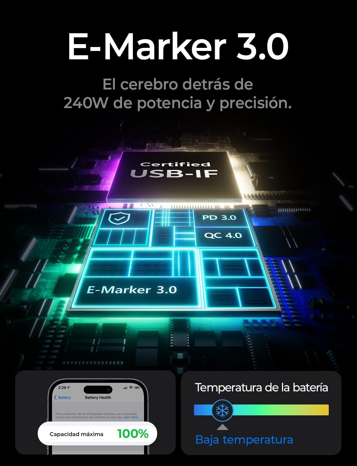 LISEN 240W Cable USB C a USB C 1M