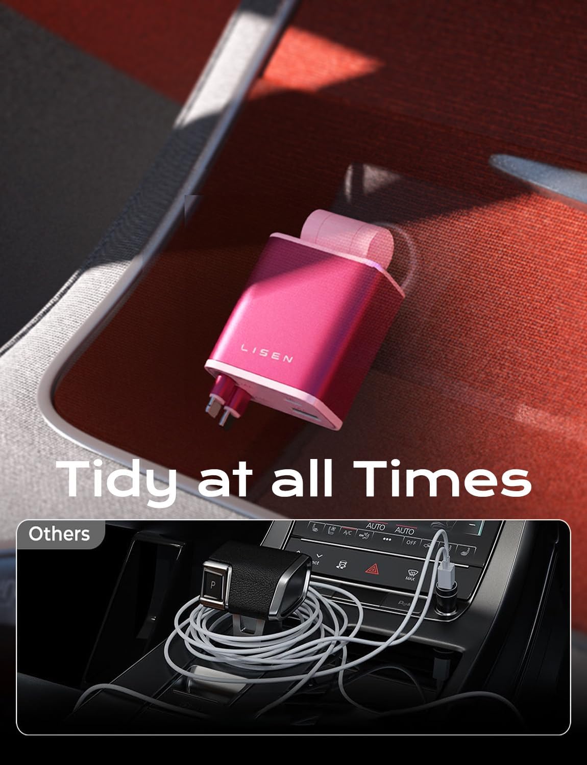 LISEN Retractable Car Charger Adapter for iPhone 17