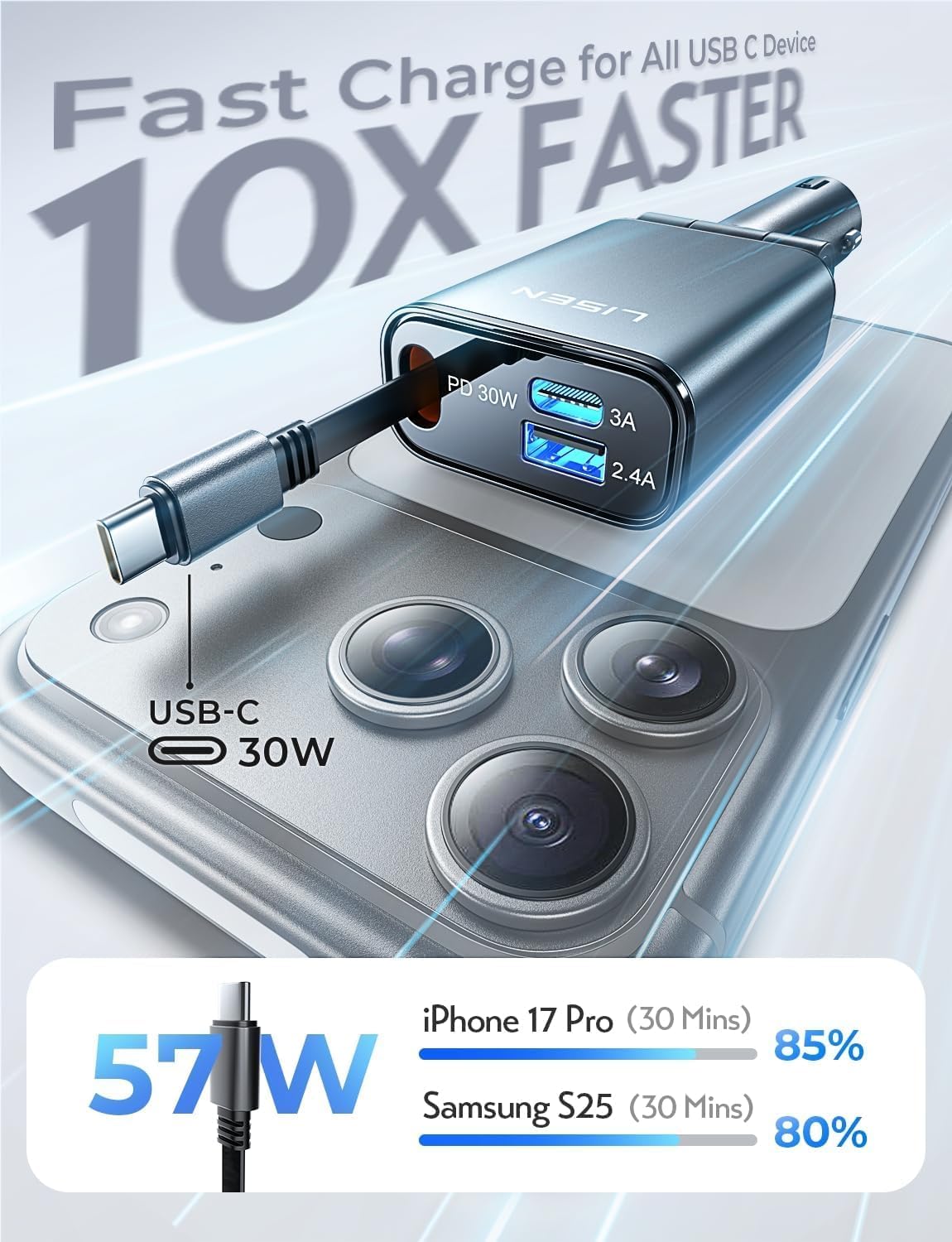 LISEN Retractable Car Charger