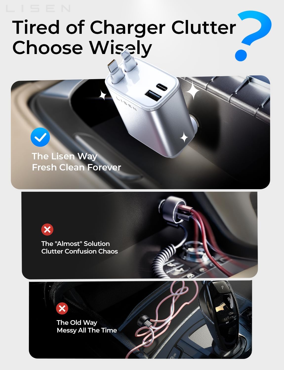 LISEN einziehbares Kfz-Ladegerät für iPhone