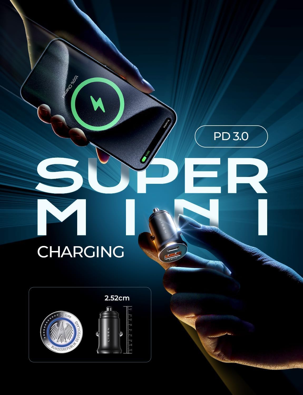 LISEN 54 W 2-Pack USB C Cigarette Lighter