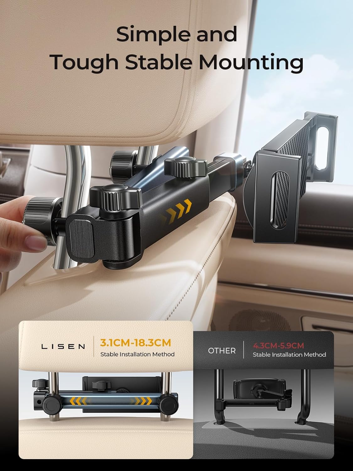 LISEN für iPad-Halterung für Auto-Kopfstütze