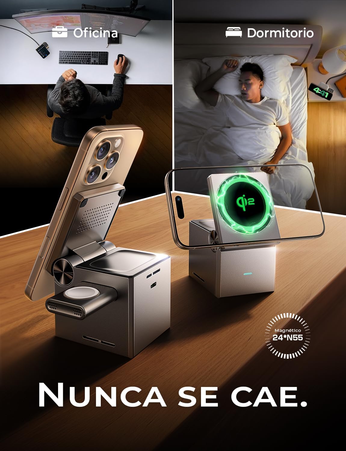 LISEN QI2 3 en 1 Cargador Inalámbrico Plegable Magnética