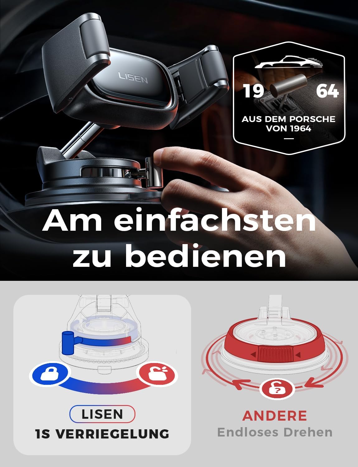 LISEN Vacuum Mobile Phone Holder Car
