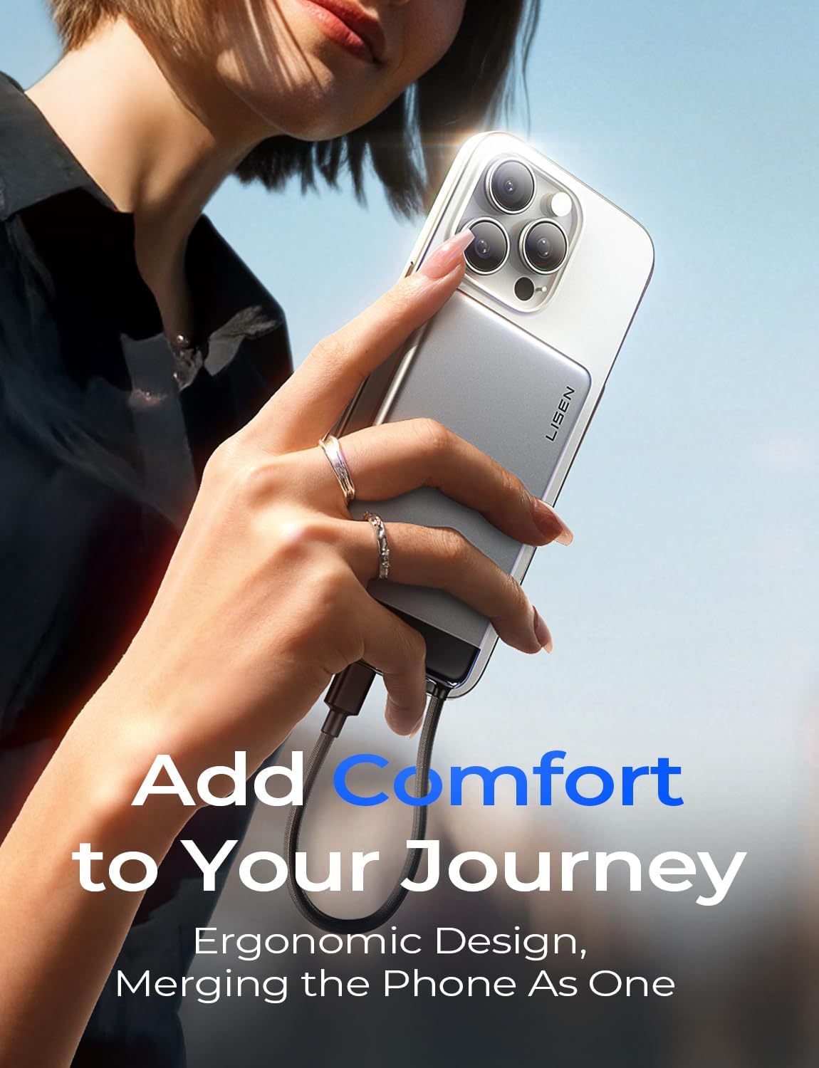 LISEN 0.5インチ ウルトラスリム パワーバンク 10000mAh