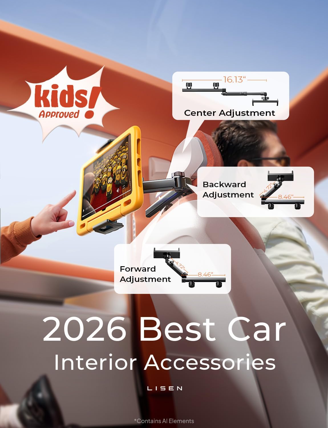 LISEN iPad Holder for Car Mount, Tablet Holder Car Headrest Kids Travel