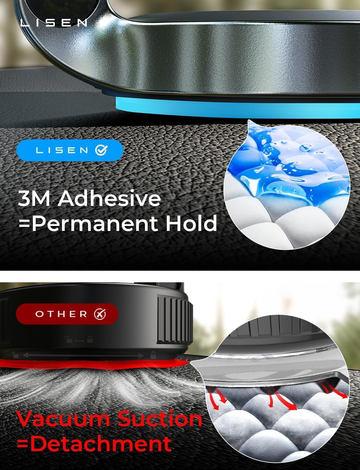 LISEN for MagSafe Car Mount 2 Pack, Classic Magnetic Phone Holder for Car