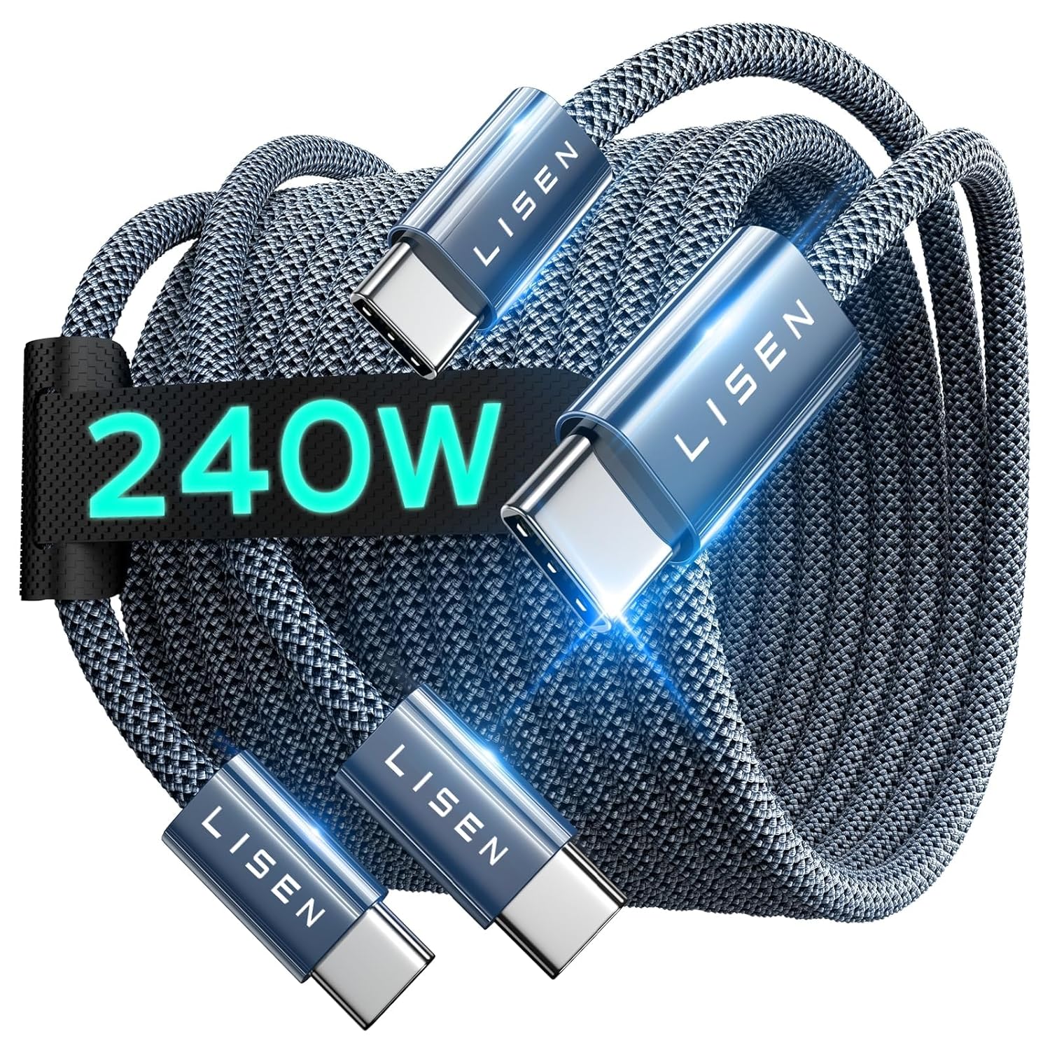 LISEN 2 Pack 240W USB C to USB C Cable 2M USBC to USBC PD