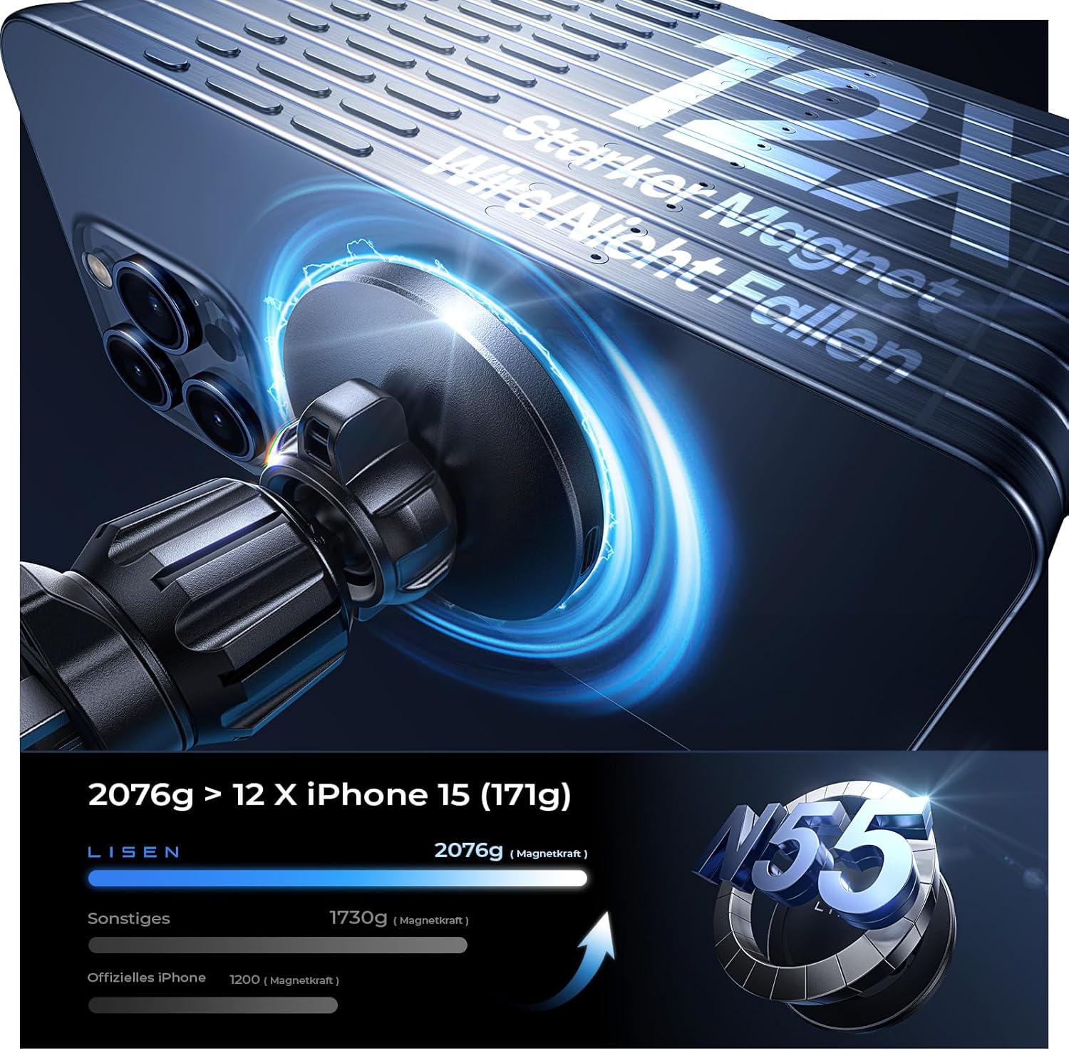 LISEN For Magsafe Car Mount 15 W Mobile Phone Holder Car