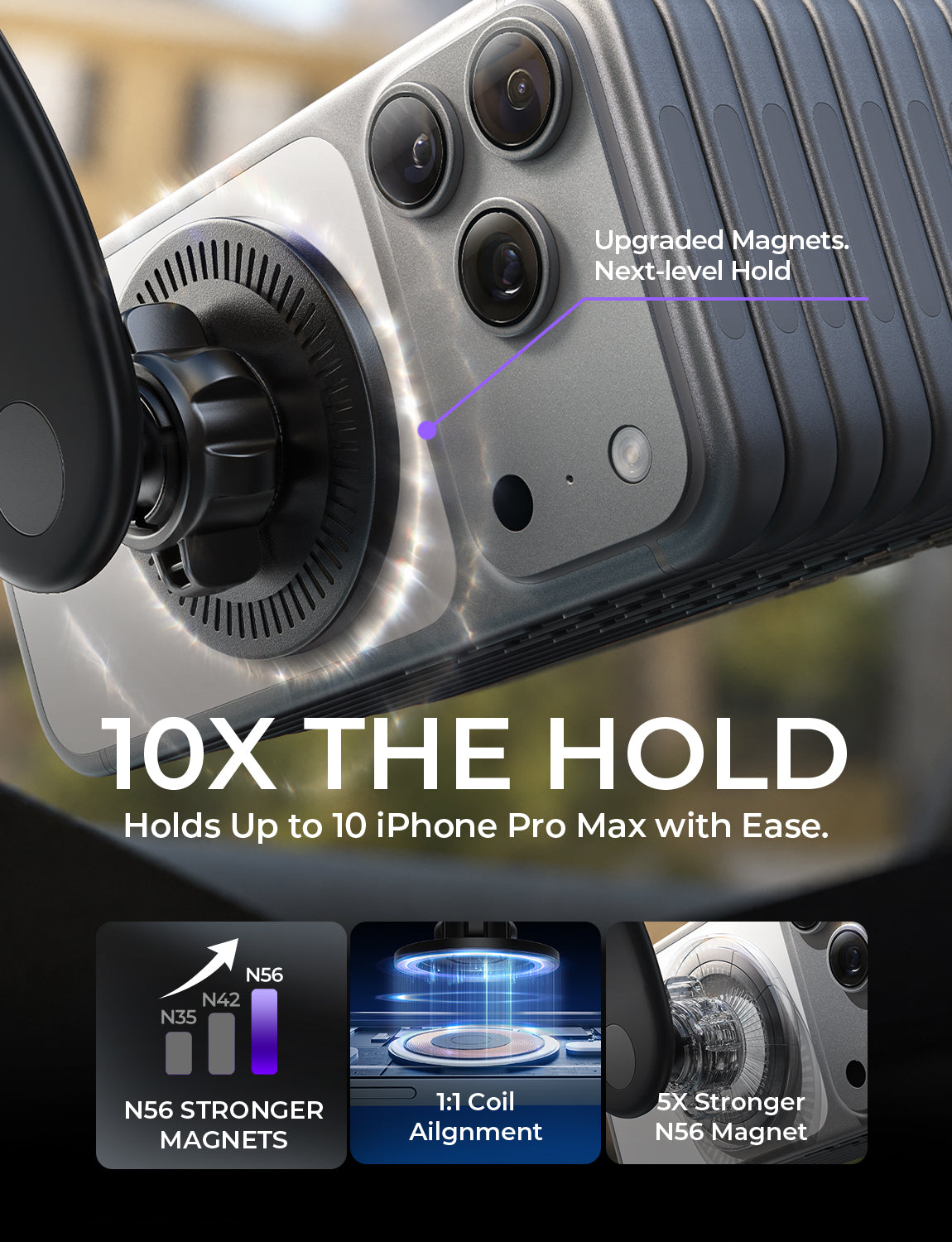 LISEN for MagSafe Car Mount, Magnetic Phone Holder for Car, Vacuum Suction Cup Phone Mount, Magnetic Car Phone Mount 24 Strong Magnets, 360ยฐ Adjustable Memory Alloy Bendable Arm for iPhone 17 Pro Max