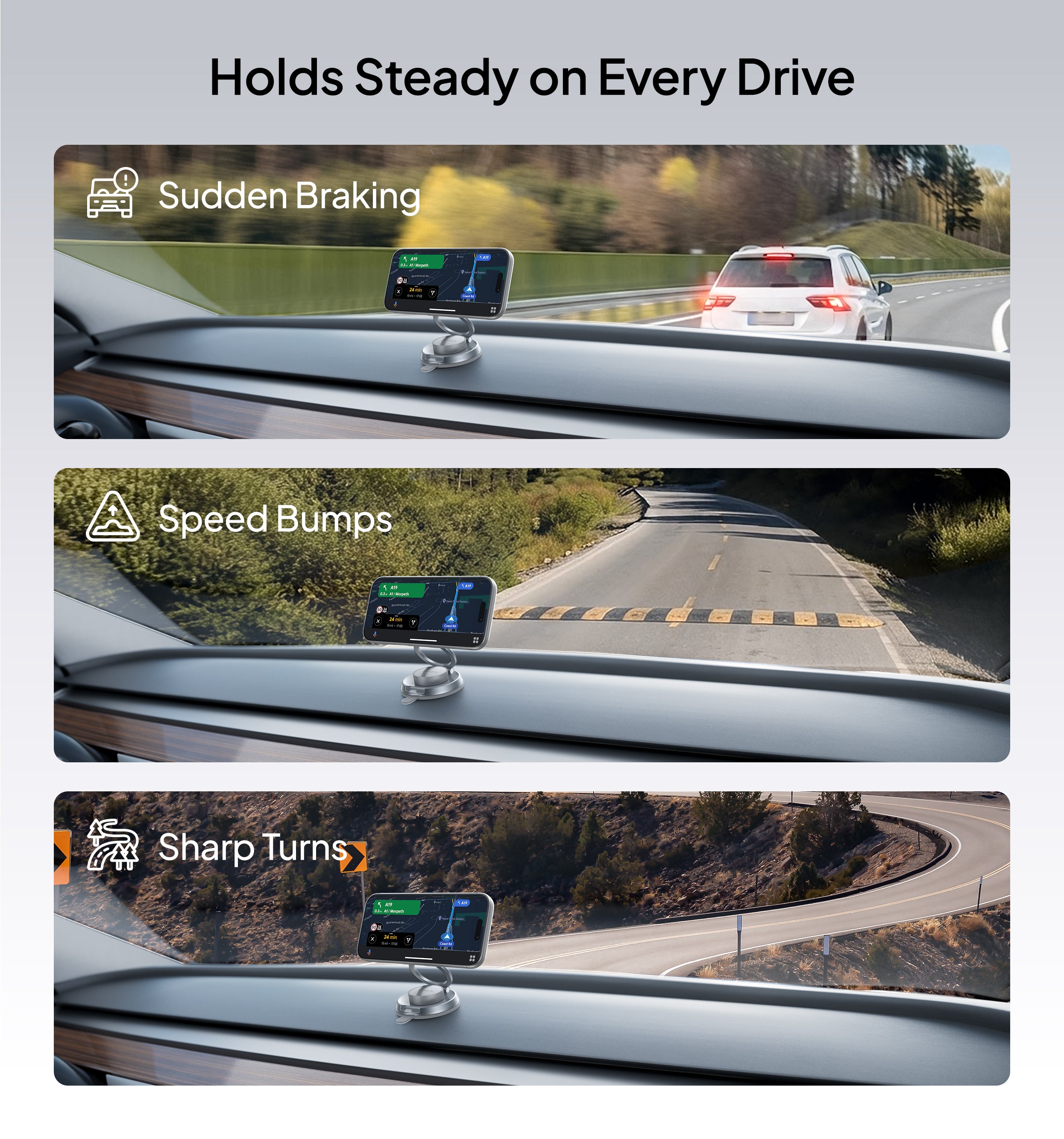 LISEN 360° Vacuum Suction MagSafe Car Mount