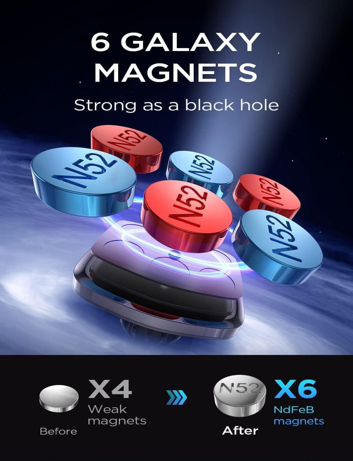 LISEN Magnetic Phone Holder Car Vent, 2 Pack 6 Strong Magnets Hands-Free