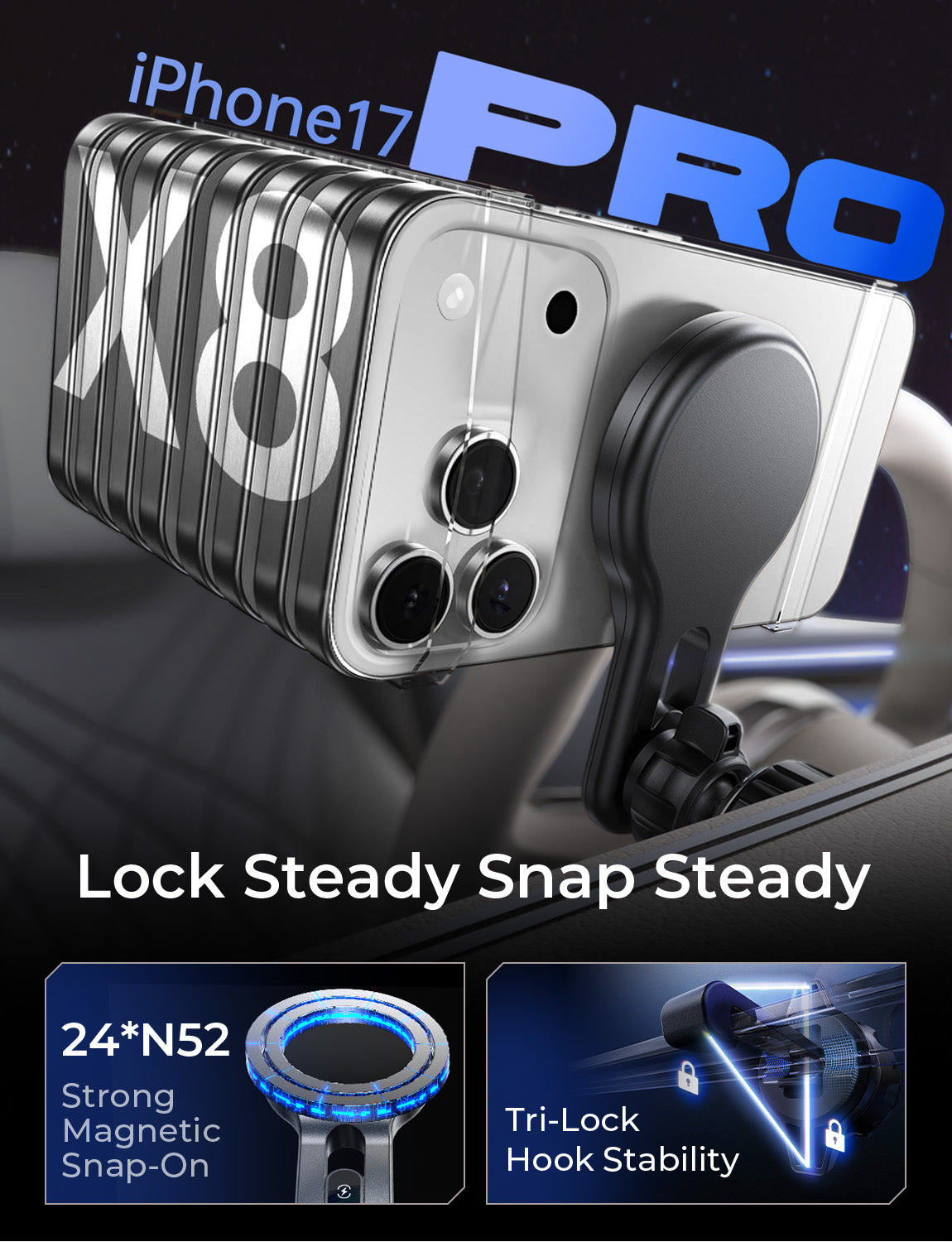 LISEN Qi2.2 25W MagSafe Car Mount Charger