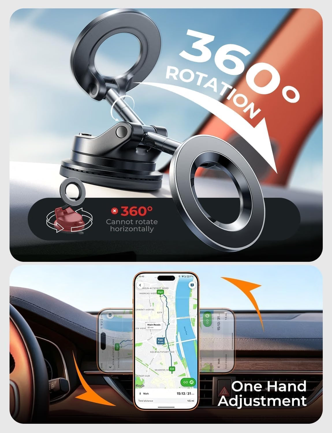 LISEN Car Phone Holder Car for Magsafe Magnetic Car Mount for iPhone 18 Pro