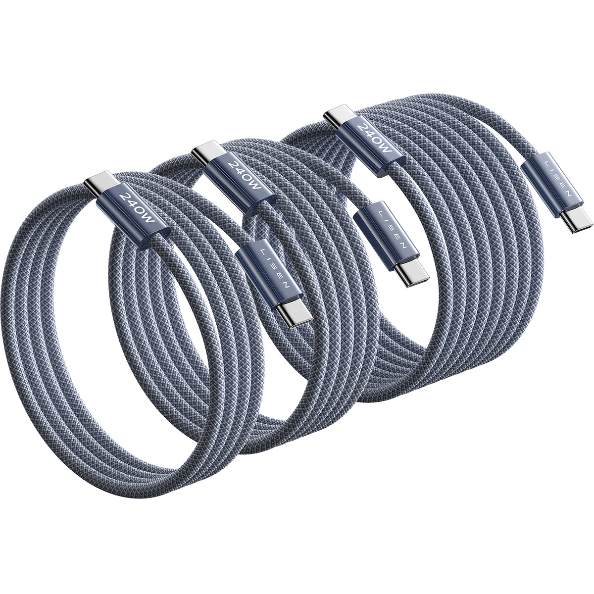 LISEN USB C to USB C Cable, 240W Fast Charging Cable (3.3FT+6.6FT+10FT)