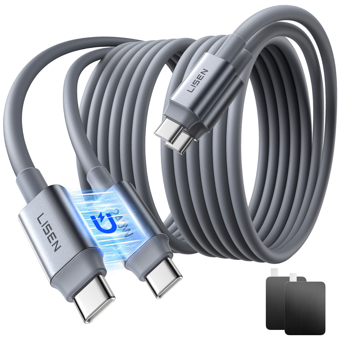 LISEN Tap 1 S Storage Cable, 240W C to C Cable Fast Charging (2 Pack 5FT)