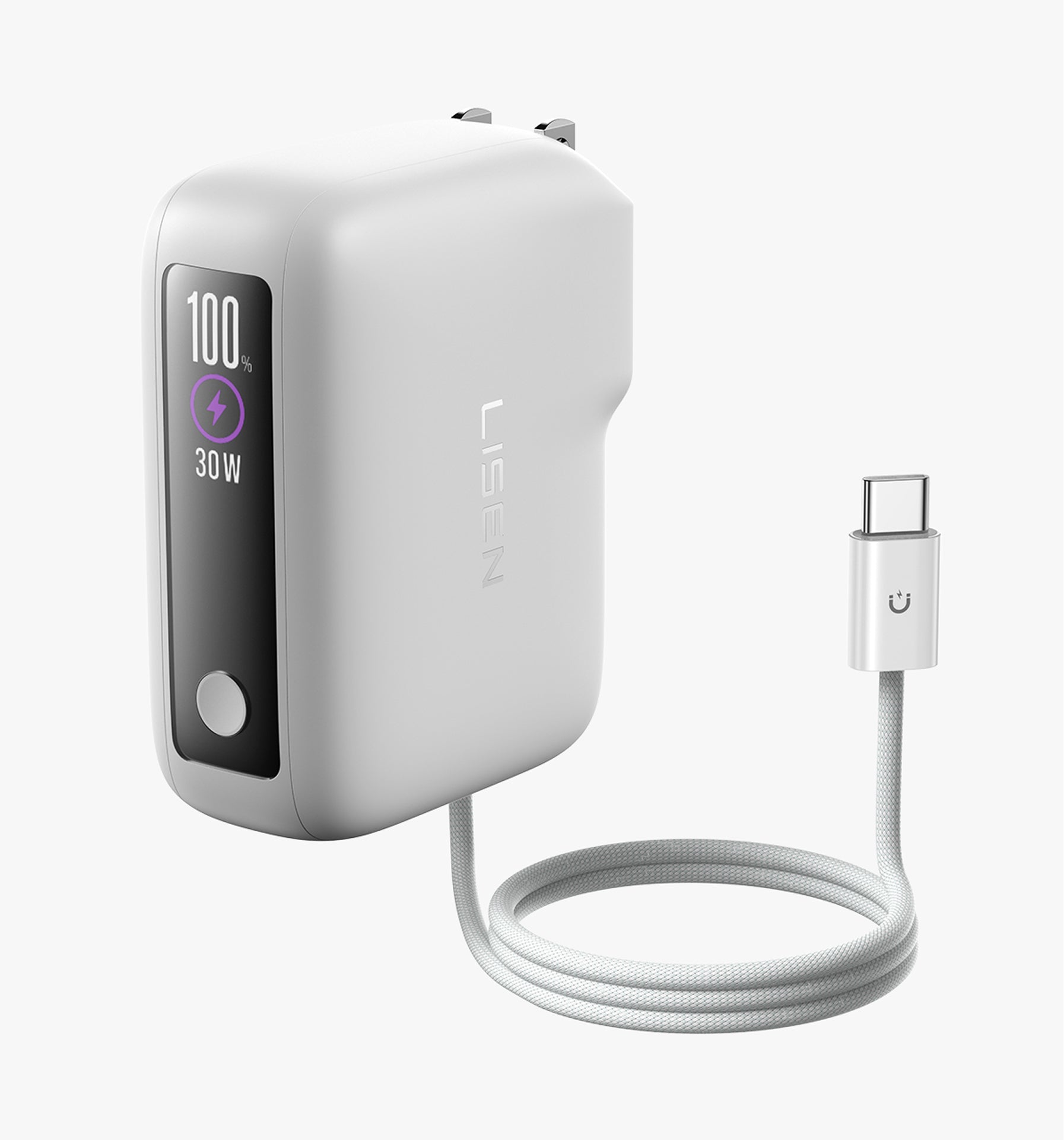 LISEN 3-in-1 ファストトラベルチャージャー、35W ウォールチャージャー & 27W パワーバンク、3.3フィート USB-C ケーブルと折りたたみ式プラグ内蔵ポータブルチャージャー、iPhone 17/16 シリーズ、Galaxy、Pixel 10 用 7000mAh バッテリーパック