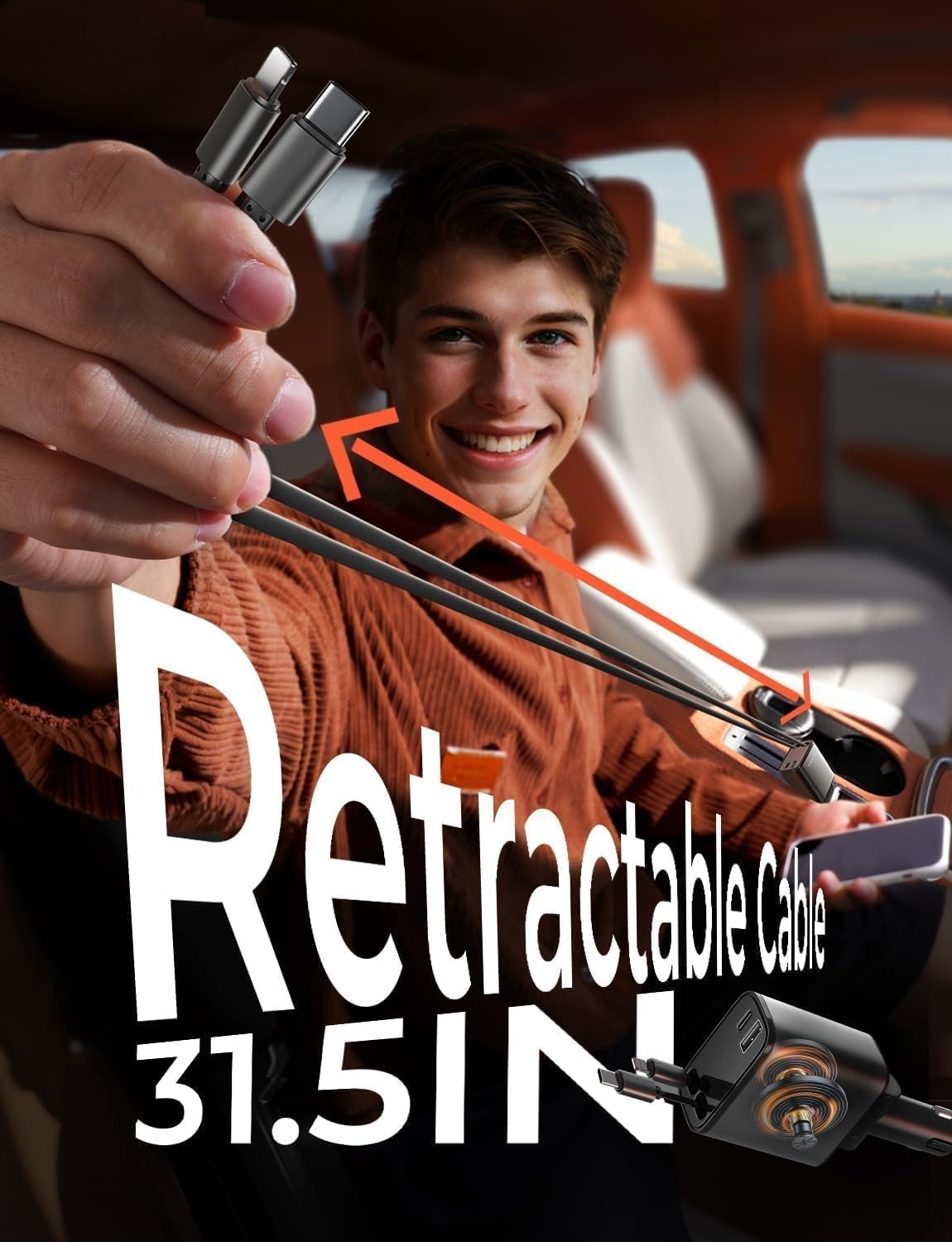 LISEN 4-in-1 69W ausziehbares Kfz-Ladegerät