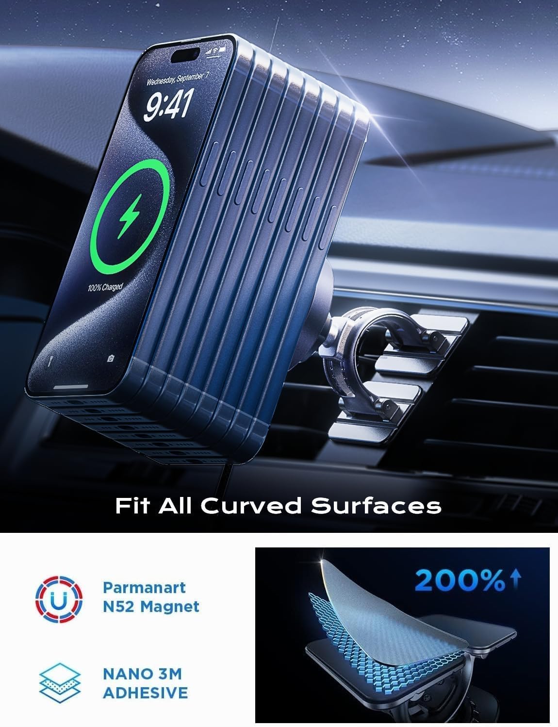 LISEN for Magsafe Car Mount Charger Magnetic Phone Holder for Car Wireless