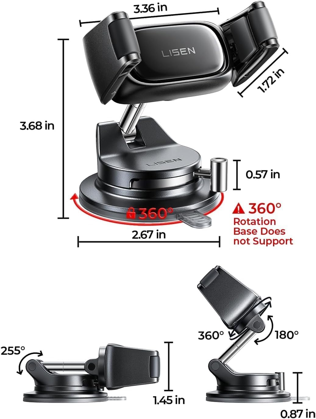 LISEN 3 in 1 Wireless Charger for Apple, Qi2 25W Fast Charger Wireless Charging Station for iPhone 17 16 15 14 13 12 Watch Airpods, for Magsafe Charger Charging Station, Matte Black
