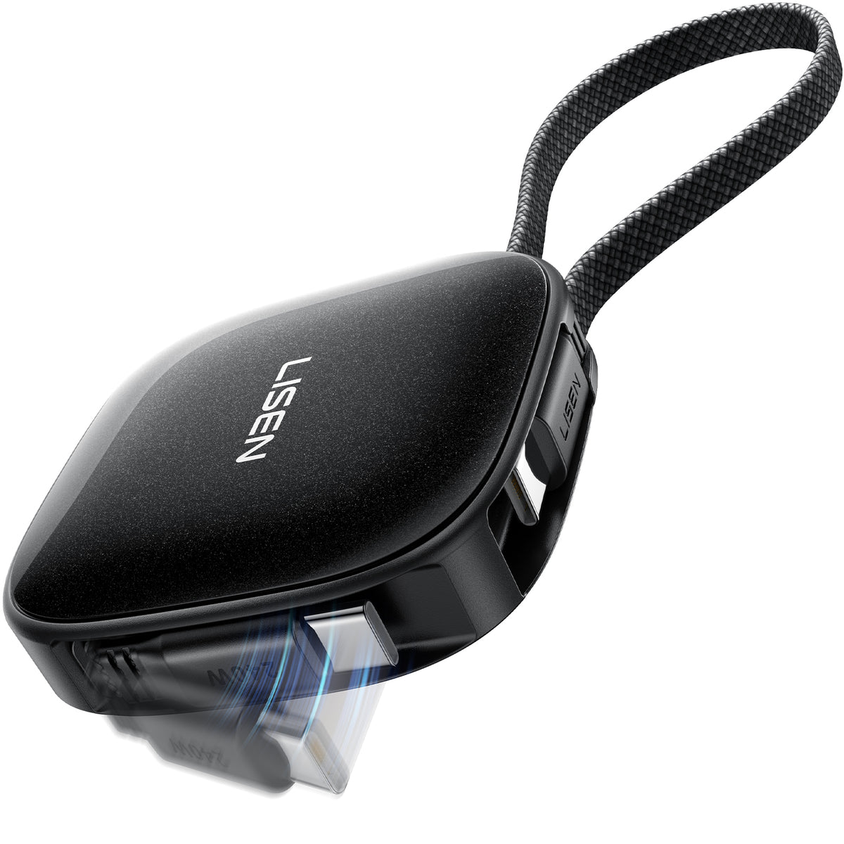 LISEN Single-Pull 240W Retractable USB C Cable Retractable Car Charger Cord