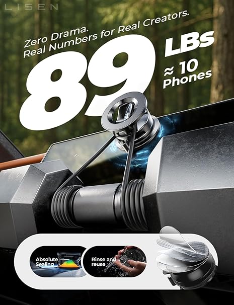 LISEN Magsafe車載ホルダー 車用マグネット式スマホホルダー 車用真空スマホホルダー 女性 男性 ジープ BMW用 SuctionProギフトキット iPhone 17 Pro Max 16 15 14 13 12インチ対応