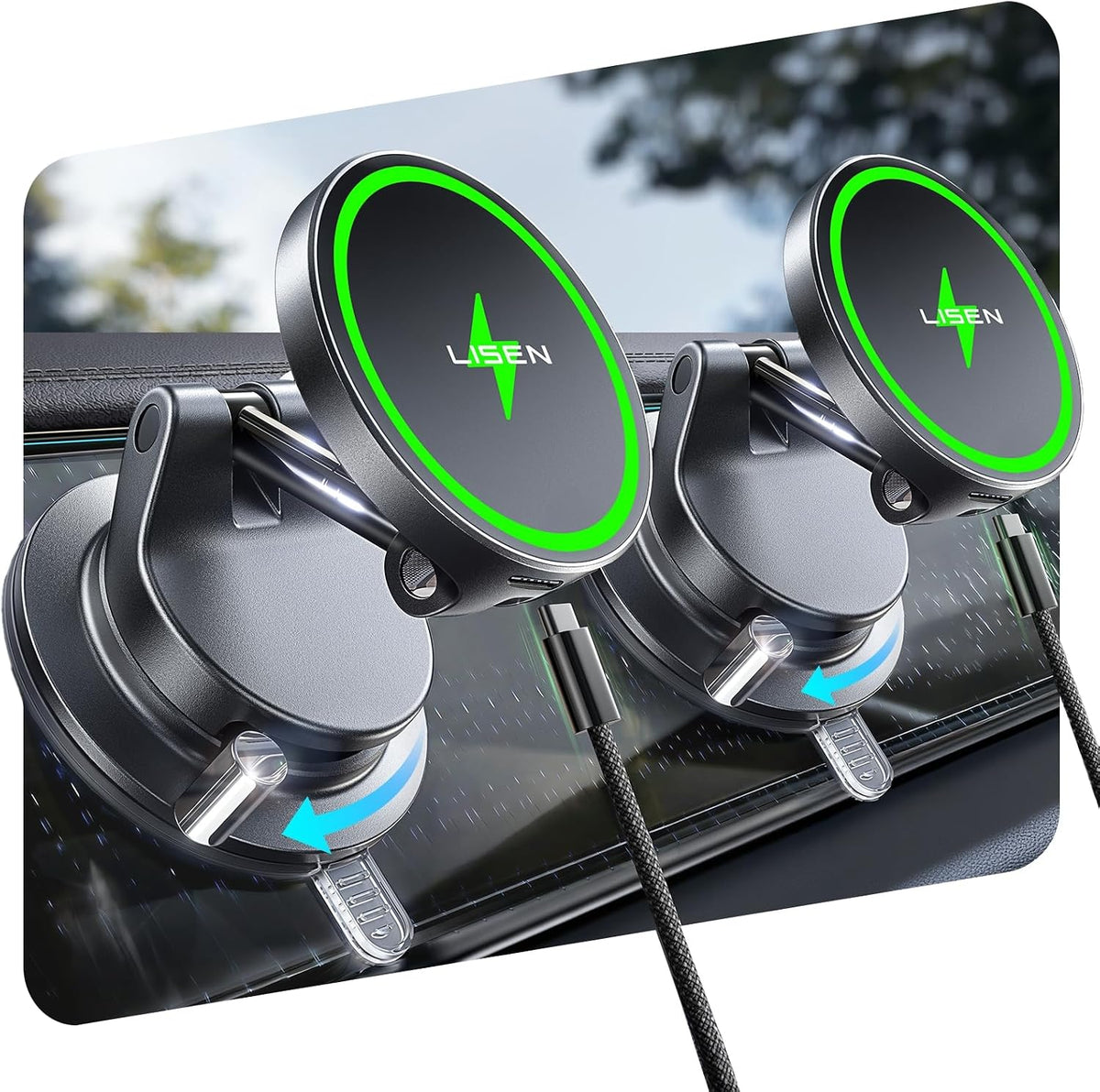 LISEN 15W Magsafe Car Mount Charger for iPhone 18 Pro Max, Magnetic Wireless Car Charger, Phone Mount, Magnetic Phone Holder for Carfor iPhone 18 Pro Max 17 16 15 14 13 12 Samsung Pixel