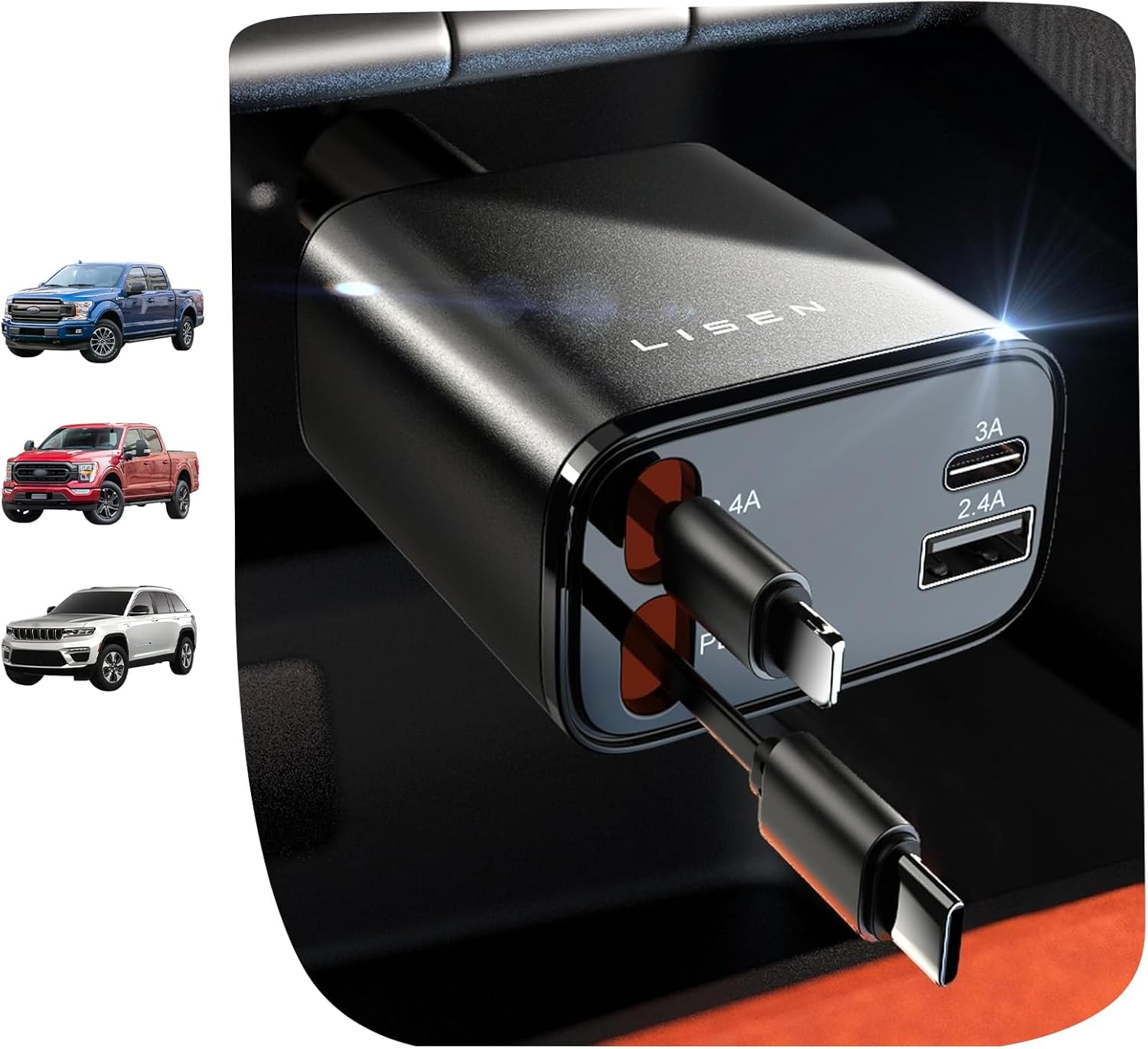 LISEN Einziehbares Autoladegerät für iPhone 17 