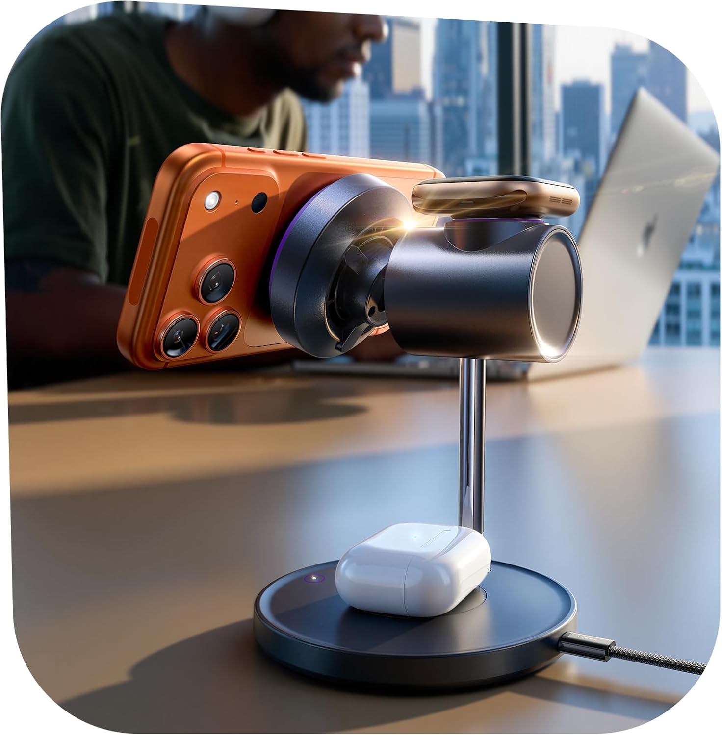LISEN 3-in-1 Qi2.2 MagSafe Charging Stand with Cooling Fan
