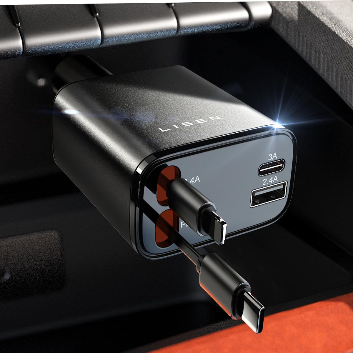 Birthday for Women Men Drivers - LISEN 4 in 1 Car Charger 84W Retractable 12V USB C Adapter Socket Cigarette Lighter Charger Car Accessories Gadgets for iPhone 17 15