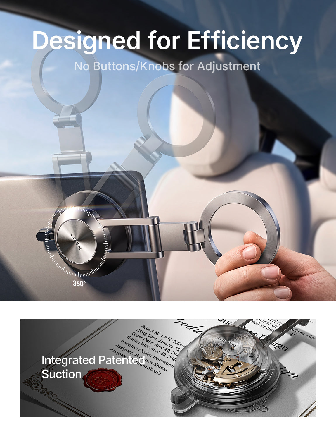 LISEN Tesla Phone Mount [Integrated and High-Efficiency] Magsafe Car Mount