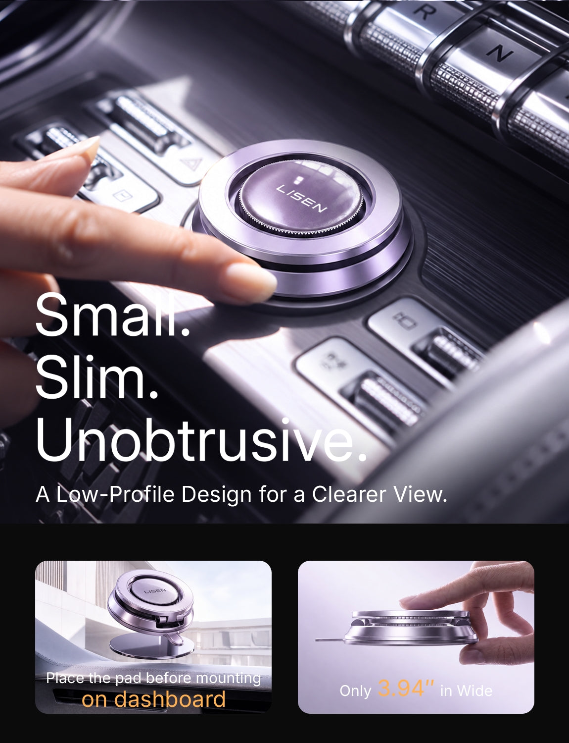 LISEN Suction Phone Mount for Vacuum for iPhone 18 Pro Max Car Mount Holder [All-Metal & Nano Gel 98+LBS Suction], 360 Adjustable Magnetic Phone Holder for Car for iPhone 18 17 16, Purple