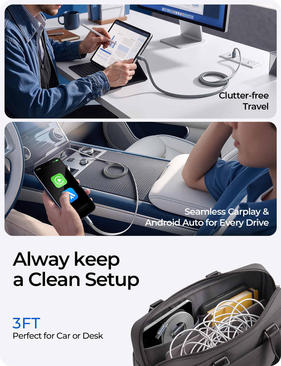 LISEN for iPhone 18/18 Pro Max Duo 17 Car Carplay Cable Charger Cord USB C
