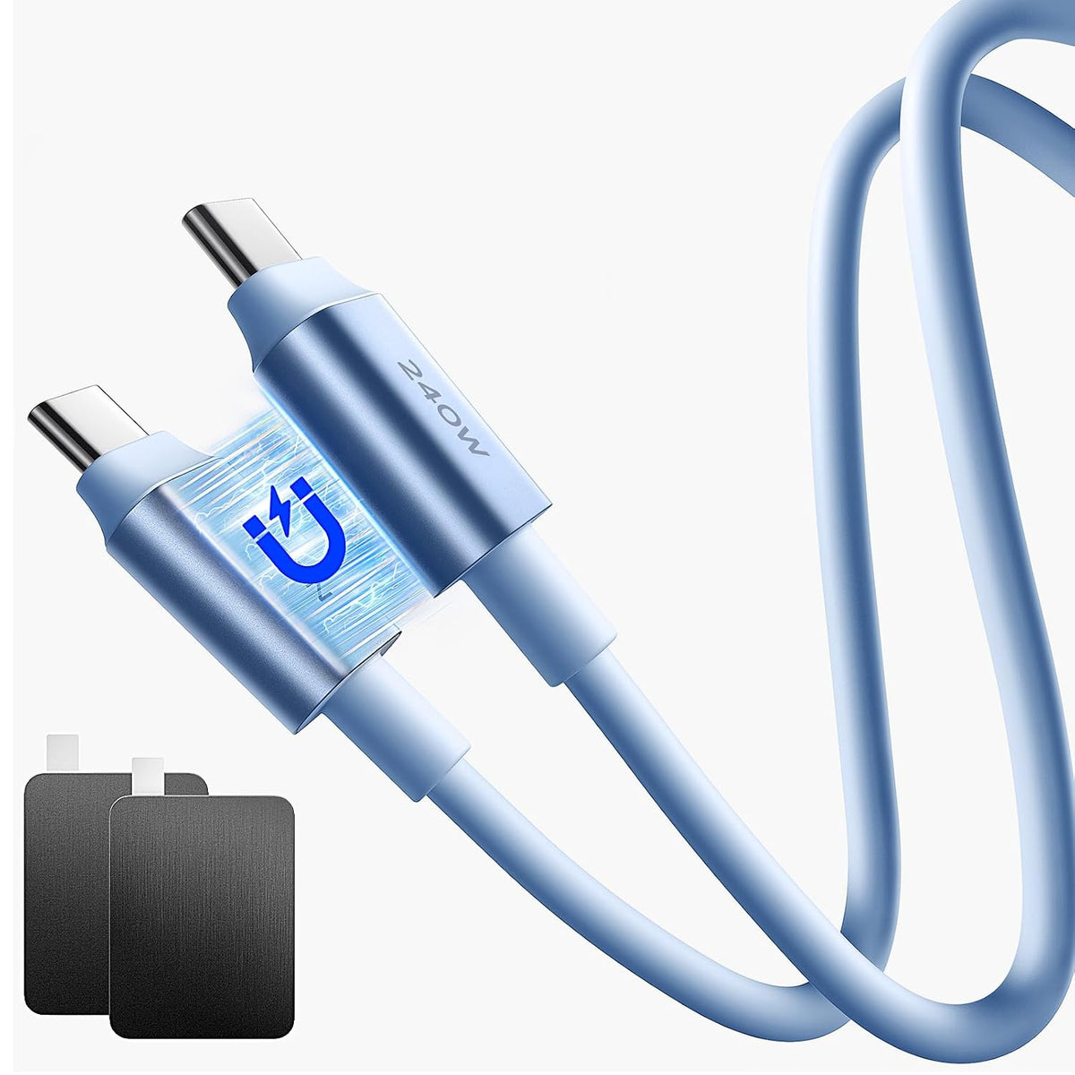 LISEN 240W Magnetic USB C Cable Fast Charging (2 Pack 5FT)