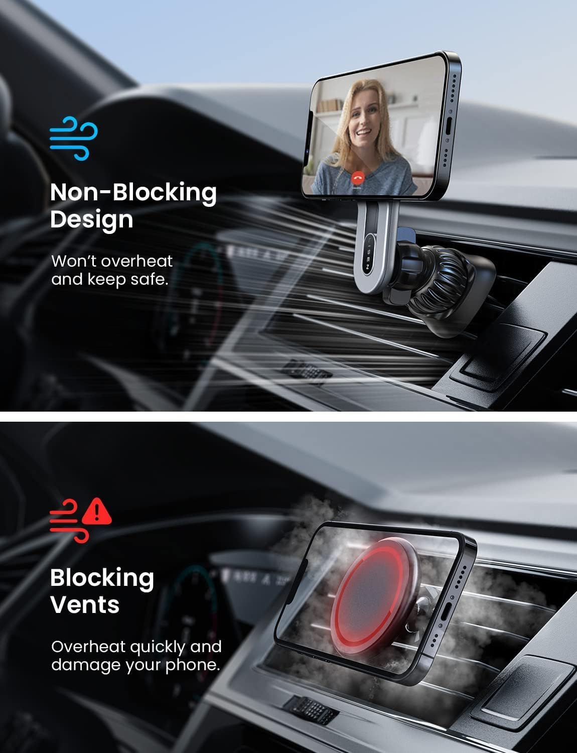 LISEN for iPhone 18 Car Mount, MagSafe Car Mount, Magnetic Phone Holder for Car Vent Phone Mount, Magnetic Car Phone Holder iPhone Car Mount, Air Vent Car Phone Mount Gifts for iPhone 18 17 16, Blue