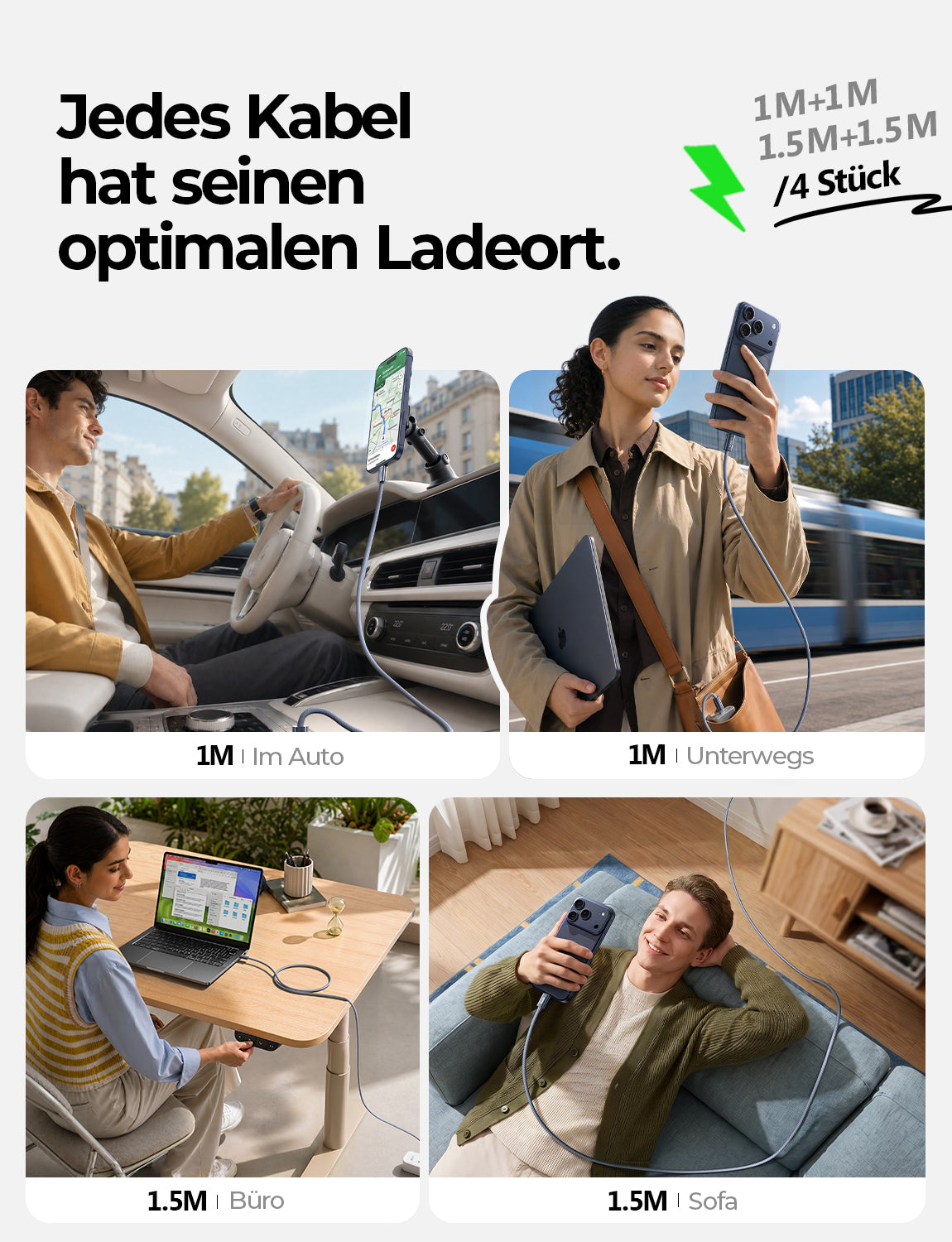 LISEN 240W USB C Kabel, PD 3.1 USB C Ladekabel, USB C auf USB C Kabel Set