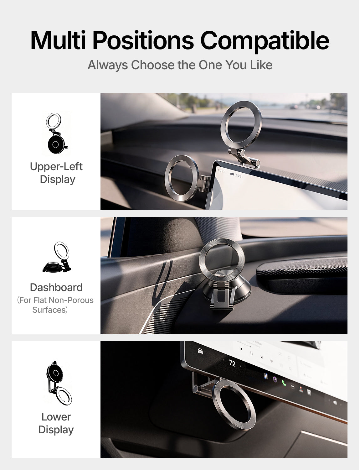 LISEN Tesla Phone Mount [Integrated and High-Efficiency] Magsafe Car Mount