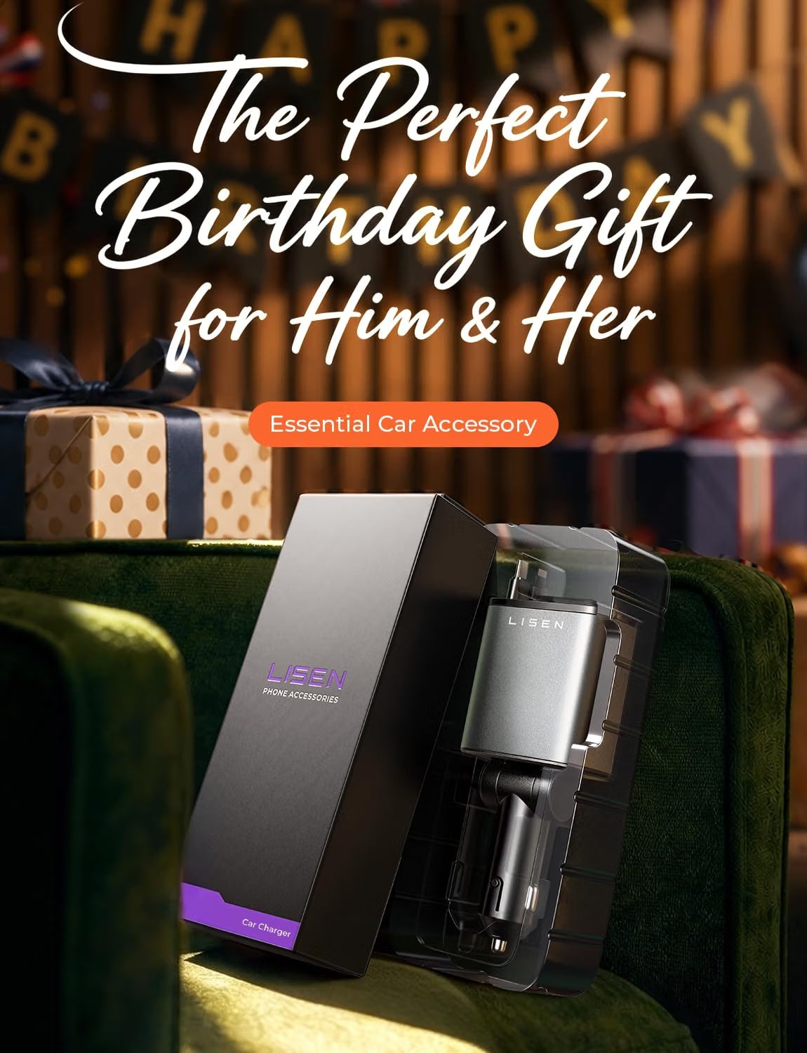 Birthday for Women Men Drivers - LISEN 4 in 1 Car Charger 84W Retractable 12V USB C Adapter Socket Cigarette Lighter Charger Car Accessories Gadgets for iPhone 17 15