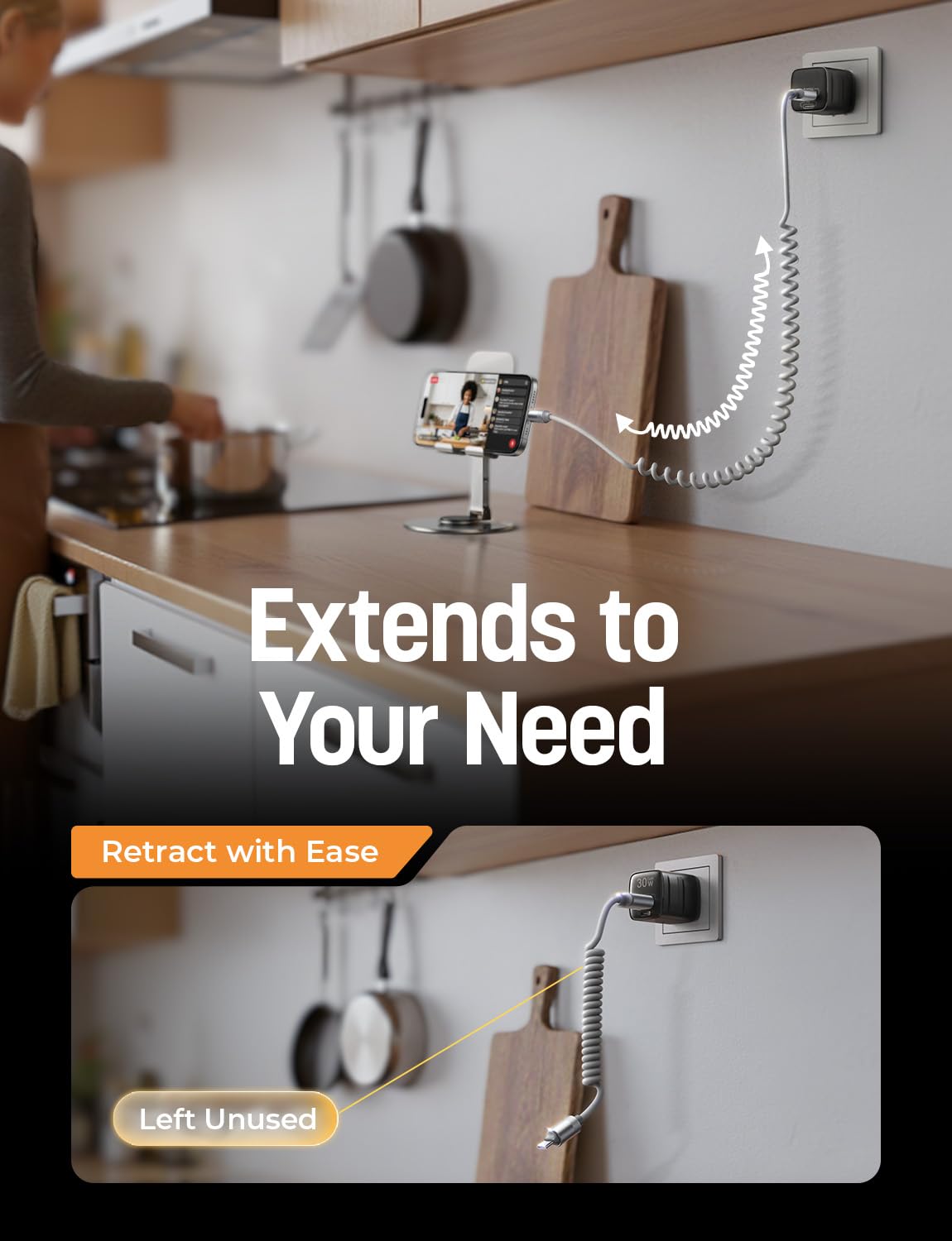 LISEN コイル状 USB C ケーブル 2本パック Android Auto &amp; CarPlay ケーブル用 ショート USB A - USB C ケーブル iPhone 17/16/15、Samsung Galaxy S25/S24/S23 A15/A14、Google Pixel 9/8 対応 スペースグレー 4フィート