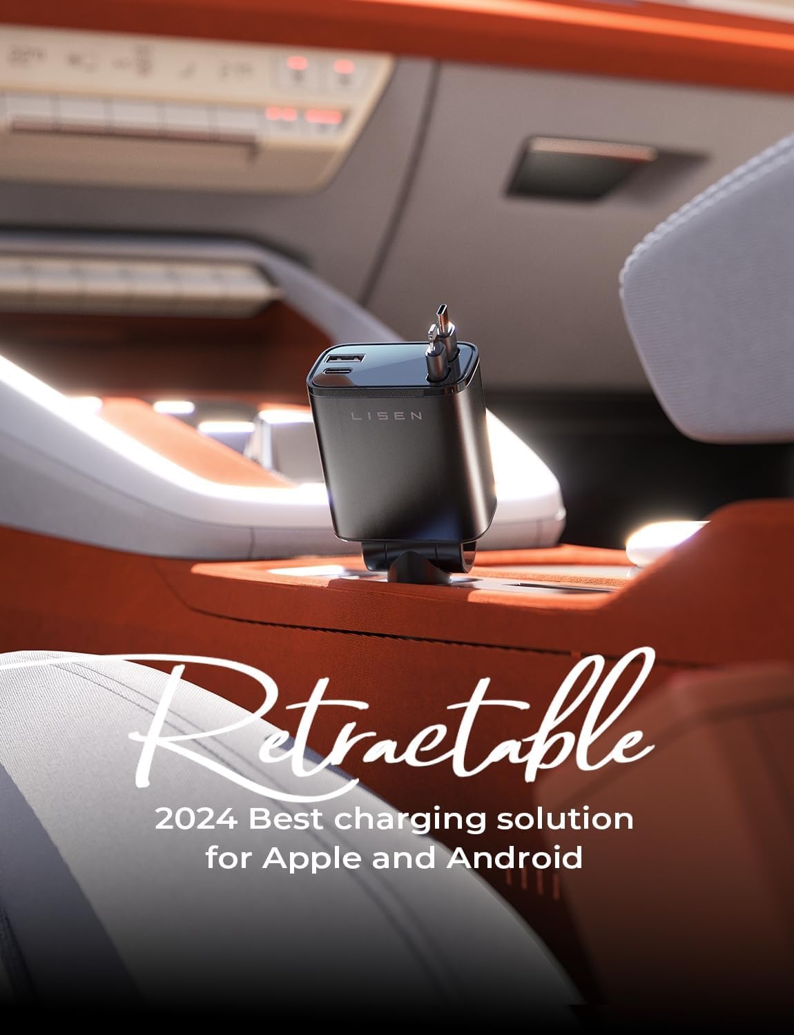 LISEN iPhone 17用 引き込み式カーチャージャー