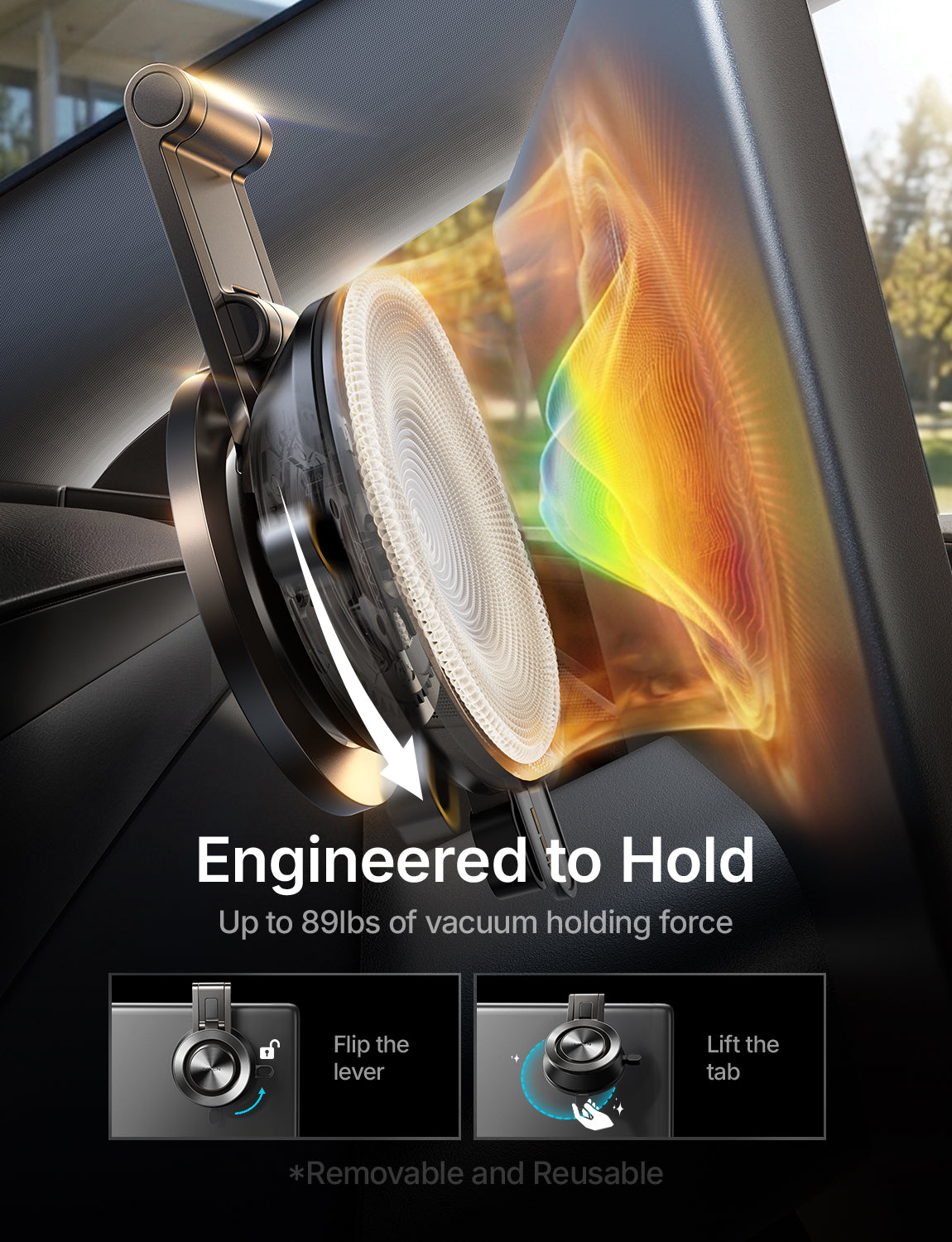 LISEN Tesla Phone Mount for Car [Ultra Suction], Hands Free Magnetic Phone Holder for Tesla 3 Y S X Screen Dashboard, only for iPhone 18 17 16 15 Pro Max Mini & Magsafe Cases Only