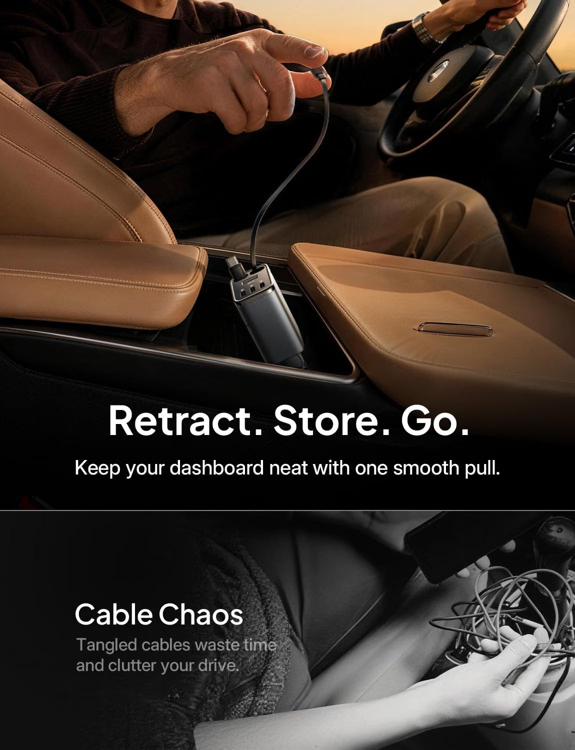 LISEN 138W Retractable USB C Car Charger Fast Charge 6-Port for iPhone 18
