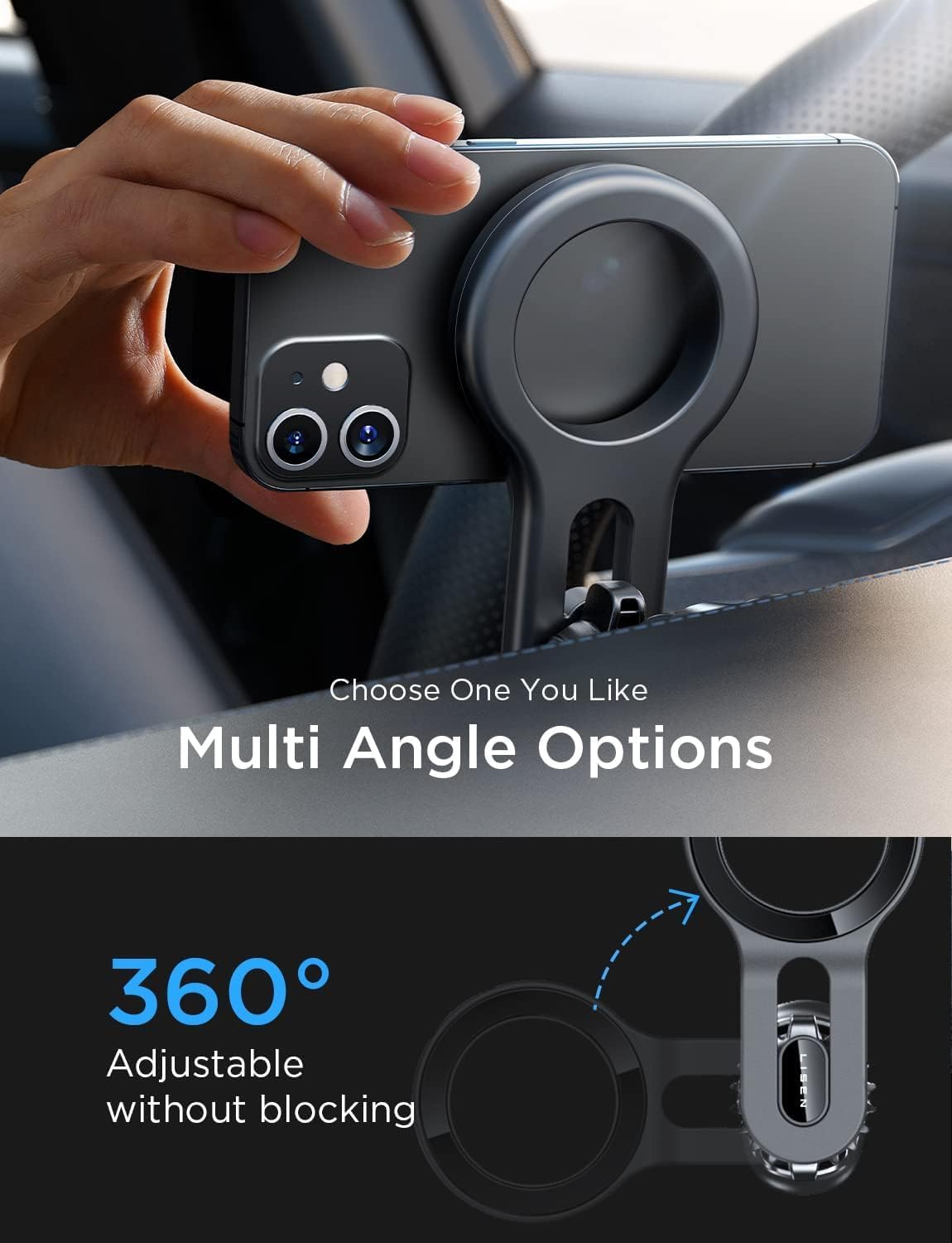 LISEN for iPhone 18 Pro Max Car Mount, MagSafe Car Mount, Magnetic Phone Holder for Car Vent Phone Mount, Magnetic Car Phone Holder iPhone Car Mount, Air Vent Mount Gifts for iPhone 18 17 16, Blue