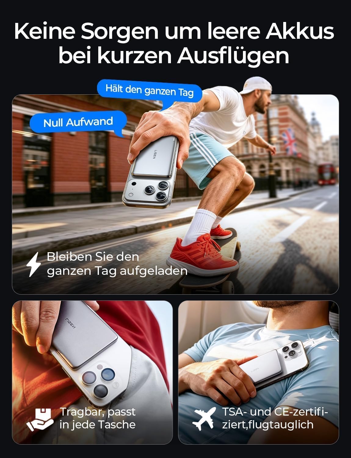 LISEN Qi2.0 15W Magsafe Powerbank Slim 5000mAh für iPhone 18 Pro Max