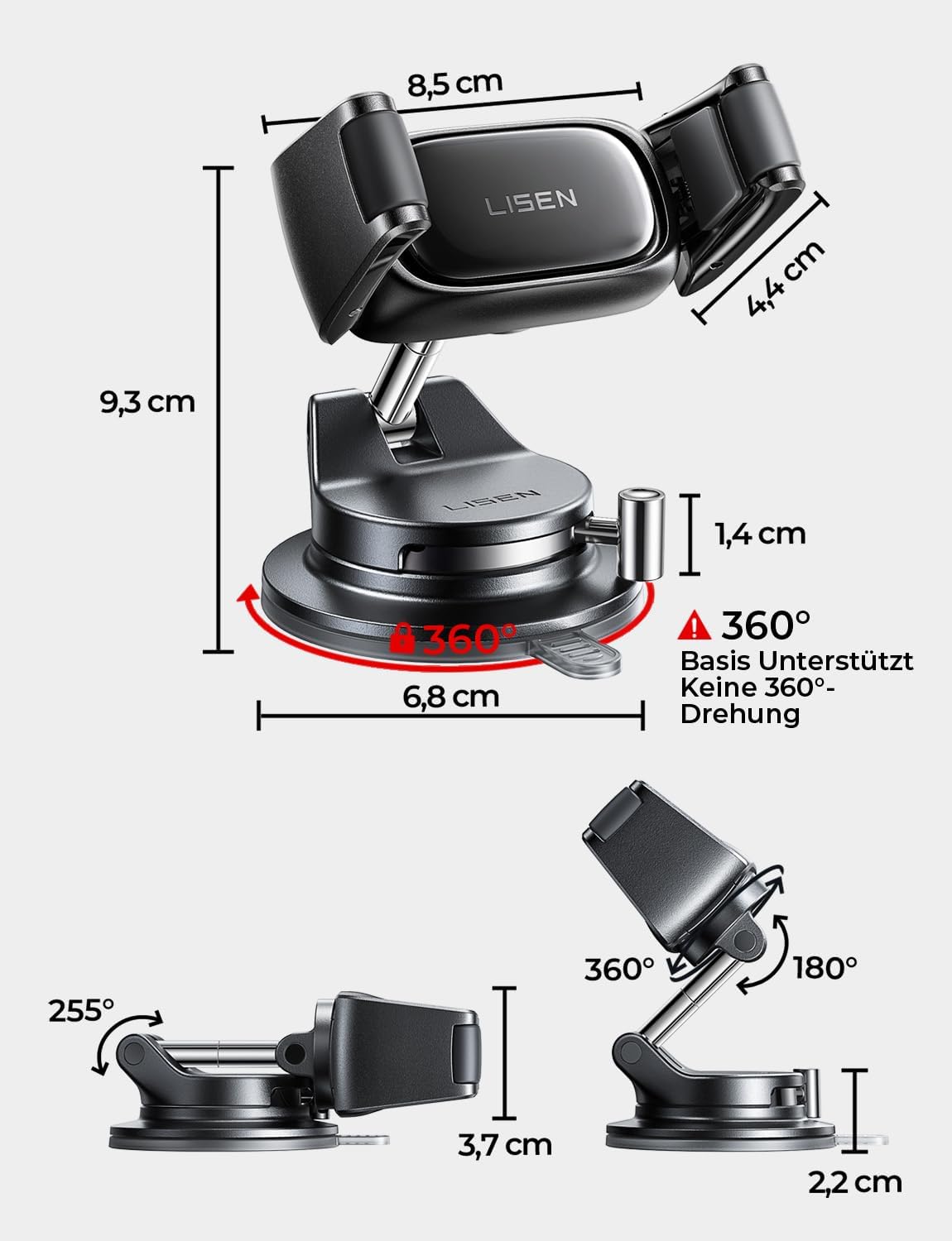 LISEN Vacuum Mobile Phone Holder Car