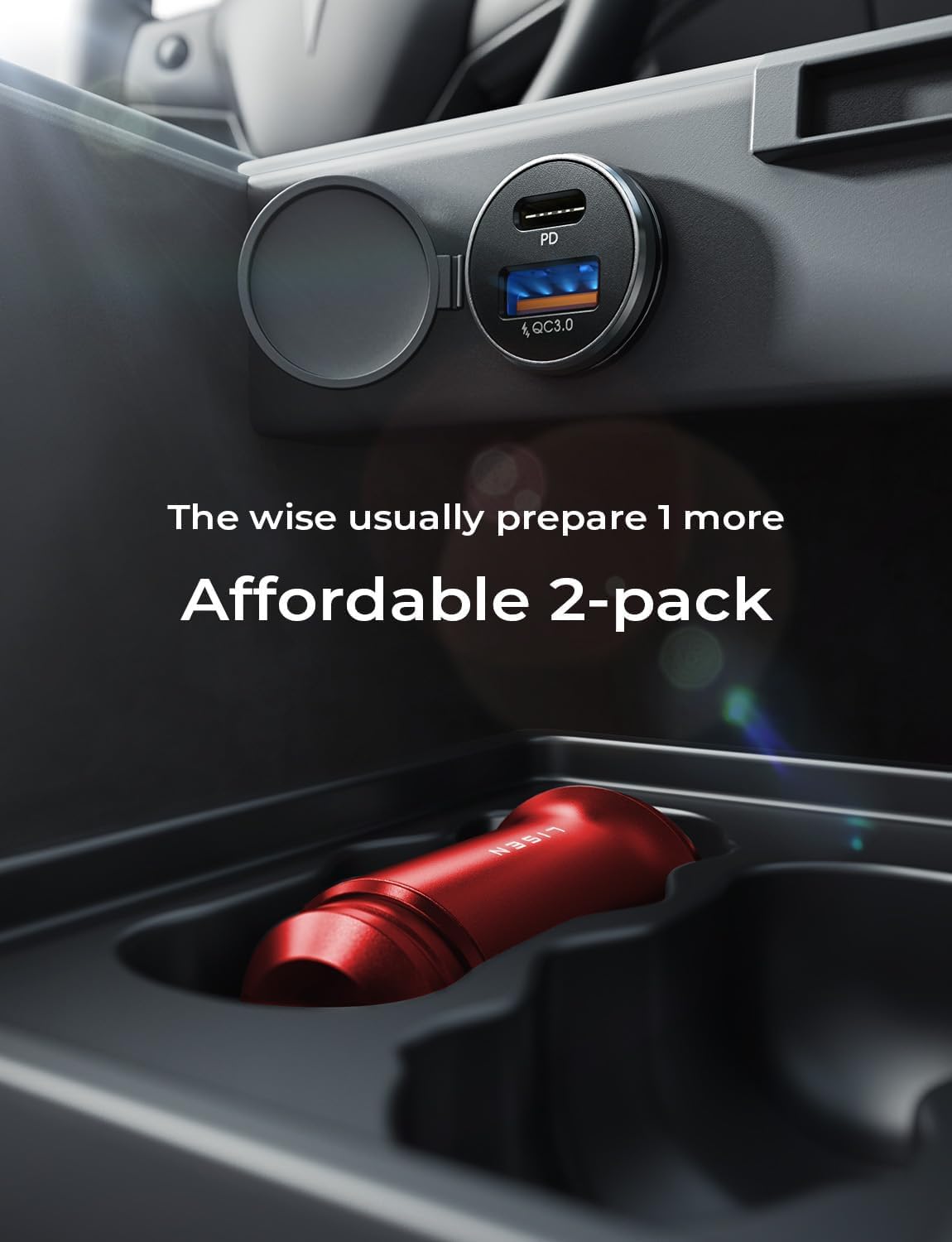 LISEN 2-Pack USB C Car Charger Adapter Fast Charge